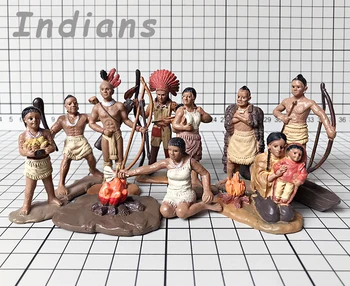 Pvc obrázok Simulácia charakter toy model detí kognitívne displej malý Indiánsky náčelník žena 11pcs/set