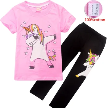 Pyžamá pre deti, Dievčatá 2019 detské Letné oblečenie jednorožce Sleepwear radu jojo Siwa Pijamas Unicornio Pyžamá zvierat pijama 4-12y