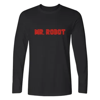 Pán Robot Fsociety t-shirts tlač muži ženy hip hop športové tričká bežné tee tričko okrúhlym výstrihom, dlhý rukáv t-shirt mikina top