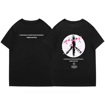 Pánske Bavlnené Fashion T-shirt Pánske Letné Zábavné Anime Tshirts Anti-vojny Bežné Tlačené T Shirt Streetwear Tee Muž Nadrozmerné Tees