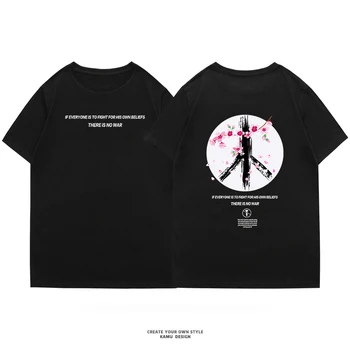 Pánske Bavlnené Fashion T-shirt Pánske Letné Zábavné Anime Tshirts Anti-vojny Bežné Tlačené T Shirt Streetwear Tee Muž Nadrozmerné Tees
