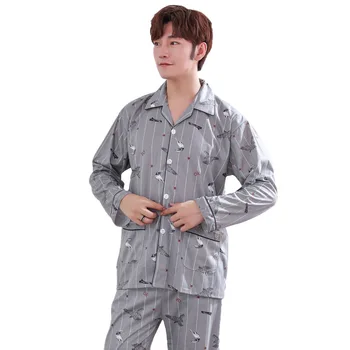 Pánske Cardigan Klope v Strednom veku Otec Plus Tuku Veľké Veľkosť Pánske Pyžamo Pajama Nastaviť Mužov Sleepwear Sexy pyžamo pijama hombre