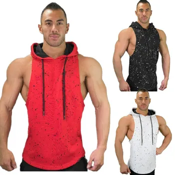 Pánske fitness vesta veľkosť M-3XL kapucňou multicolor vesta bez rukávov mužov 2020 módne skladaný fitness vesta mužov