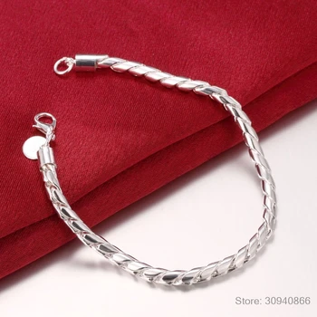 Pánske Jemné Šperky 925 Sterling Silver 4 mm Twisted reťaze 20 cm náramok náramok Pulseiras de Prata Pre Ženy darček