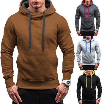 Pánske jesenné nový veľký kontrast farieb bežné hoodie kryt hlavu s kapucňou, Európskych a Amerických mužov hoodie