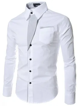 Pánske košele Camisa Masculina Tričko s Dlhým Rukávom Mužov kórejský Slim Design Formálne Bežné Mužské Šaty Tričko