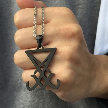 Pánske Náhrdelník Sigil Lucifer Satanic Symbol Pečať Satana Prívesok Demon Strane Lucifer Satanic Šperky, Náhrdelníky