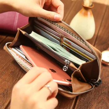Pánske peňaženky business bežné veľká-kapacita spojka taška mäkké olej, vosk kožené multi-card mobile phone bag