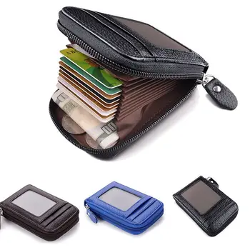 Pánske Peňaženky, Kožené Kreditnej Karty Držiteľ RFID Blokovanie Vrecká na Zips, ID Ochrany Kabelku Nové