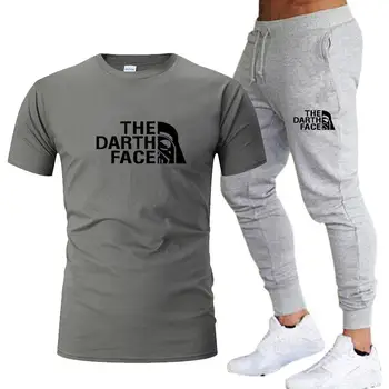 Pánske tepláky + pánske beží T-shirt pánske oblek jogging športové gym fitness športové sledovať oblek tréning nohavice