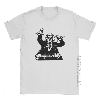 Pánske Tričko Zábavné Kovové Beethoven Skladateľ Tlačených Topy Heavy Metal Hard Rock Tee Tričko Posádky Krku Čistej Bavlny Letné T-Shirt