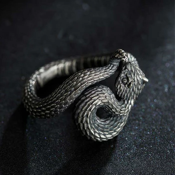 Pánske Vintage Šperky Starožitné Strieborné Pozlátené Had Krúžok Punk v Štýle Hada v tvare Prsta Krúžok Biker Šperky pre Mužov, Ženy, Darčeky