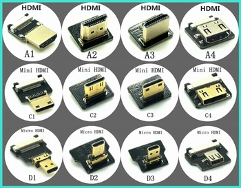 Pás s nástrojmi Ploché FPV HDMI Kábel Micro HDMI na Mini HDMI-90 Stupňov Adaptér 5 cm-80 cm FPC Ihrisku 20kolíkový Zapojte Konektor
