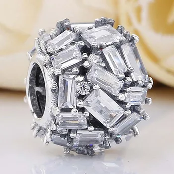 Pôvodné Jasné Chiselled Eleganciu S Bageta Crystal Korálky Fit 925 Sterling Silver Kúzlo Náramok Náramok DIY Šperky