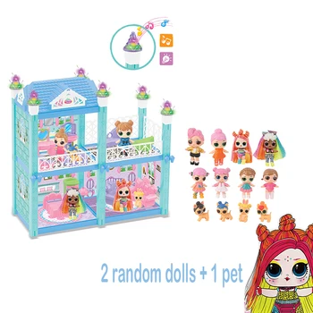 Pôvodné LOL Prekvapenie Bábiky DIY Doll House Hrať Hry Vila s 2 Náhodný LOL Bábika Anime Postavy Hračky pre Dievčatá Narodeninám