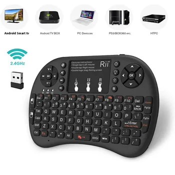 Pôvodné Rii Mini i8+ klávesnica 2.4 G Bezdrôtová Klávesnica s podsvietením anglický ruský španielsky TouchPad Vzduchu Myš pre Android TV BOX PC