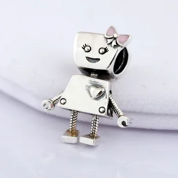 Pôvodné Roztomilý Bella Topánok Veľkým Srdcom A Množstvom Charakteru Robot Korálky Fit 925 Sterling Silver Kúzlo Náramok Diy Šperky