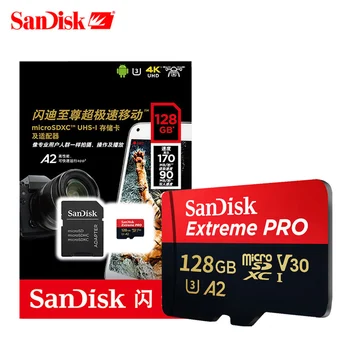 Pôvodné SanDisk Extreme Pro Micro SD Karty až do 170MB/s A2 V30 U3 32gb 64GB 128GB Sandisk TF Karty, Pamäťová Karta SD Adaptér