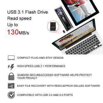 Pôvodné SanDisk Ultra Fit USB Flash 16gb CZ430 16GB mini USB Pero Disk 3.0 Až 130MB/S high Speed USB 3.0 U Stick