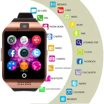Q18 Bluetooth Smart Hodinky Ženy Fashion Music Smartwatch Mužov 2021 Gentleman Fotoaparát Náramkové hodinky 2G GSM SIM TF Karty PK GT08 A1