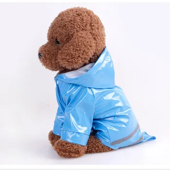 QDRR Jar leto jeseň psa pršiplášť Pu reflexné pásky pršiplášť s kapucňou macko pet oblečenie, nepremokavé psa kabát #3junlai