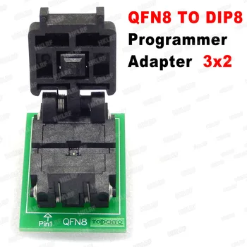 QFN8 na DIP8 Programátor Adaptér WSON8 DFN8 MLF8 na DIP8 zásuvka pre 25xxx 6x5 3x2 8x6mm Ihrisku=1.27 mm