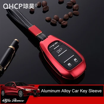 QHCP Hliníkovej Zliatiny Kľúča Vozidla Shell Kryt Diaľkové Smart Key Prípade Taška Protection1Pcs S Kľúčom vhodné Na Alfa Romeo Giulia Stelvio