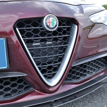 QHCP Prednej Mriežky, Trim Centrum Oka Pásy Nálepku Krytu CF Štýle Black Silver talianskej Vlajky 3 farby Pre Alfa Romeo Giulia Stelvio