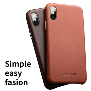 QIALINO Business Štýle pravej Kože Telefón puzdro pre Apple iPhone XS Módne Luxusné Ultra Tenké Zadný Kryt pre iPhone XS Max