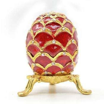 QIFU Červená Veľkonočné Faberge Vajcia Kryštály Šperky Trinket Box Darček