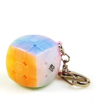 Qiyi Najnovší Jelly Rýchlosť Keychain 3x3x3 Magic Cube 3 CM Mini Twist Puzzle Kocky 3x3 Hračky, Darčekové Neo Cube Krúžok Dekorácie Roztomilý