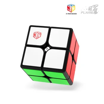 QiYi SVETLICE 2x2x2 X-MAN dizajn Magnetické 2x2 Rýchlosť Magic Cube Puzzle Cubo Magico Black Nálepky, nálepky, baby, deti hračky