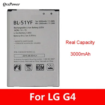 QrxPower Originálne batérie BL-51YF Mobilný Telefón Batéria pre LG G4 H810 H815 3000mAh Náhradné Li-ion Batéria