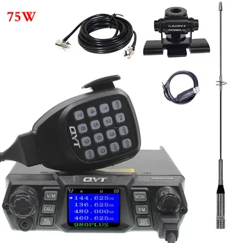 QYT KT-980Plus Vysoký Výkon 75W(VHF)/55W(UHF) Dual Band Quad Pohotovostnom Základne Mobilných rádioamatérska Vysielač autorádia HAM KT980Plus