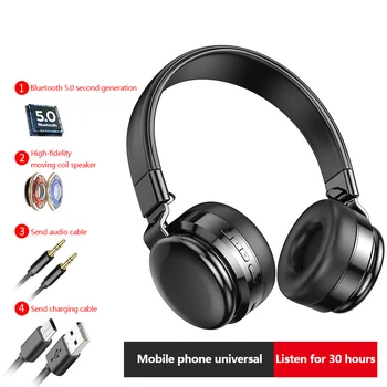 R10 Bluetooth 5.0 Bezdrôtové Slúchadlá Skladacie Stereo Slúchadlá Audio MP3 Nastaviteľné Slúchadlá, Podpora TF Kariet S Mic Pre Hudbu