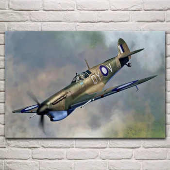 Raaf supermarine lietadlá spitfire mk v bojovník ww2 vojenské obývacia izba domov wall art decor plátno hodvábna tkanina plagát KM914