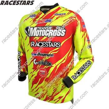 RACESTARS Moto Jersey DH BMX dolu kopcom Jersey Horských Spexcel Motocross Závodné MTB Motocykel Jersey MX Dlhý Rukáv T shirt