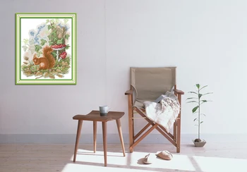Radosť nedeľu zvierat štýl malá veverička zelené krmivo krásne cross stitch vzory zadarmo needlepoint súpravy pre domáce dekorácie