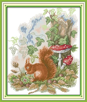Radosť nedeľu zvierat štýl malá veverička zelené krmivo krásne cross stitch vzory zadarmo needlepoint súpravy pre domáce dekorácie