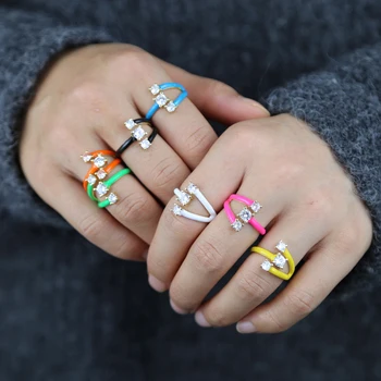 Rainbow Módne Ženy Šperky Candy Neon Smalt Farebné Prst Prsteň Pre Ženy Otvoriť, Upraviť Veľkosť