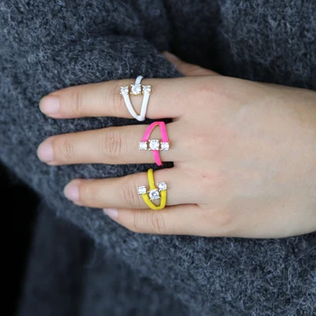 Rainbow Módne Ženy Šperky Candy Neon Smalt Farebné Prst Prsteň Pre Ženy Otvoriť, Upraviť Veľkosť