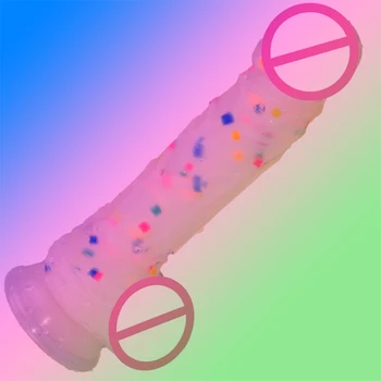 Rainbow častíc jelly vibrátor popruh na umelé penisy s prísavkou pre ženy dick realistické sexuálne hračky pre ženy lesbičky masturbácia
