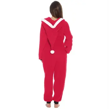 Raisevern Nový Rok Ženy Teplé Kombinézach Pyžamo Vianočné Fleece Velvet Červená Zelená Sleepwear Kabát Jednotné Drop Shipping