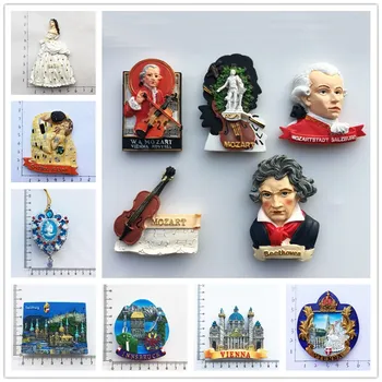 Rakúsko Cestovanie Chladnička Magnet So Suvenírmi Tvorivé Viedeň Kultúrne Atrakcie Chladnička Magnety, Mozart, Beethoven, Sissi Suvenír