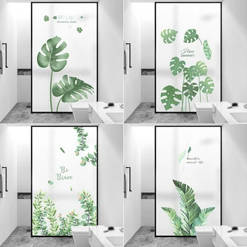 Rastliny zelenej listovej vzor sklo matné fólie samolepiace-free statické okno papier nepriehľadný, anti-peep office dekorácie, pvc, sklo, film