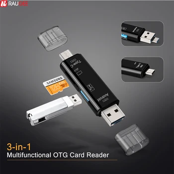 Raugee Typ C & Micro USB OTG Karty Adaptéra 3 V 1 USB-C Čítačka Flash Stick TF Čítať Konektor Pre Mobilný Telefón, PC, Mac Počítači