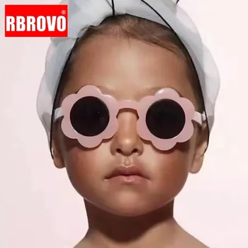 RBROVO 2021 Kvet detské slnečné Okuliare Retro slnečné Okuliare Ženy, Luxusné Značky slnečné Okuliare Deti Transparentné Oculos De Sol Gafas