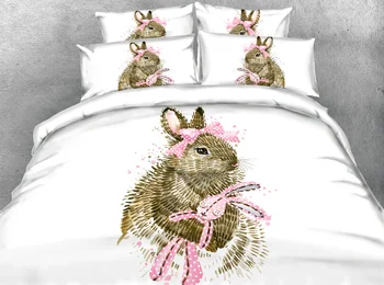 Realistický balerína Bunny /ježko vytlačené perinu nastaviť pre deti 3ks twin plný kráľovná King size postelí nastaviť zvierat prestieradlá