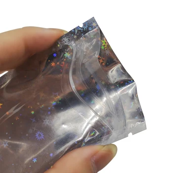 Reclosable Star Holografické Ziplock Tašky Malé make-up, Kozmetické Laser Plastové Hliníkovej Fólie Zip Lock Package Tašky 100ks