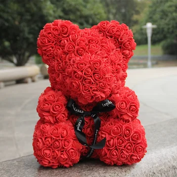 Red Rose Medveď 35 CM macko Umelej Peny Kvety Medveď Darček Na Valentína Darček Vianočný Darček, Svadobný Ruže Dekorácie